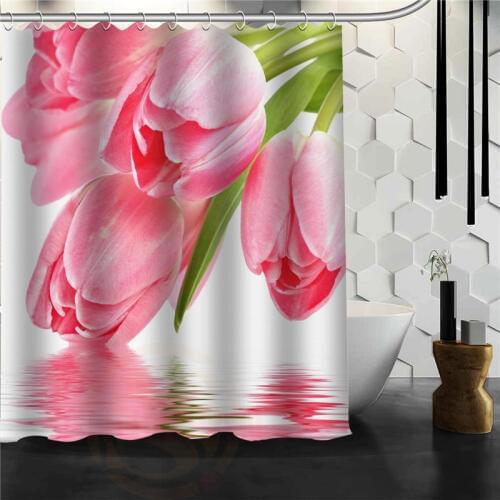 Custom Beautiful Tulips Flower Shower Curtain Bath Curtain Waterproof Fabric For Bathroom MORE SIZE 165X180cm,180X200cm
