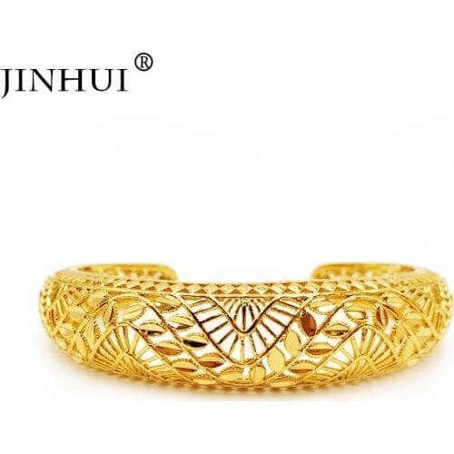 Jin Hui New Fashion lady Luxury Gold Color Jewelry adjustable Bangles Ethiopian African Women Dubai Bracelet Party wedding Gifts