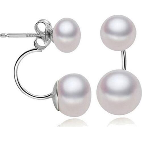 Real 925 sterling silver Pearl Earrings For Women luxury Oblate Double Pear Earrings Party and Wedding Jewelry Free shipping