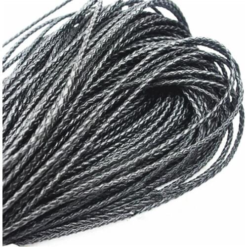 1M Dia 3mm Round Rope Bolo Braided Cow Leather Cord DIY Craft Jewelry