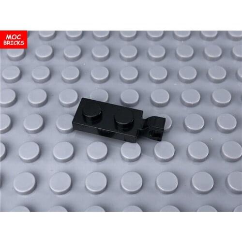 100pcs/lot MOC Bricks Black 1X2 plate with Horizontal Clip fit with 63868 DIY Educational Building Blocks Toys for children gift