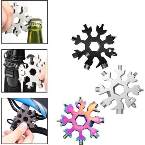 Multi Snowflake Tool Card Portable Camping Cycling Outdoor snowflake tools Card 18 In 1 survival kits