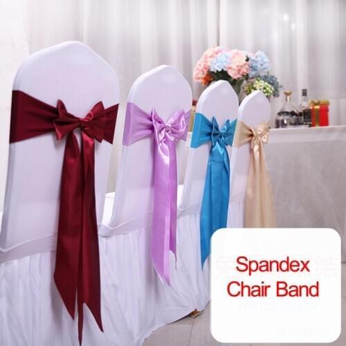 25pcs Wedding Decoration Knot Chair Bow Sashes Satin Spandex Chair Cover Band Ribbons Chair Tie Backs for Party Banquet Decor