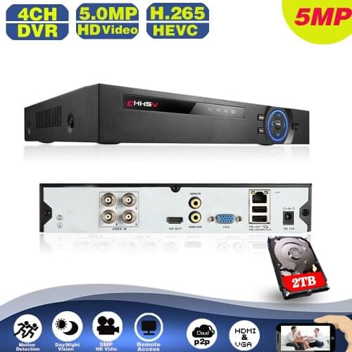 4CH BNC AHD Onvif P2P Full 5MP CCTV Surveillance DVR Audio Video Recorder Support 4 Pcs 5MP AHD 8 pcs 5MP IP Camera Hybrid 6 In1