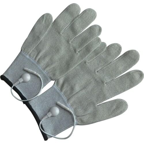 5 Pairs/Pack Conductive Massage Gloves physiotherapy electrotherapy electrode Gloves Light Gray