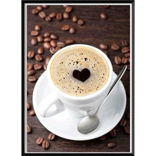 5D diamond painting full diamond love coffee round diamond mosaic pattern home decoration DIY handmade