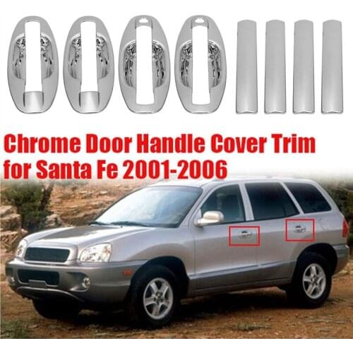 8Pcs/Set New ABS Chrome Door Handle Covers Trim Cup Bowl for Hyundai Santa Fe 2001-2006