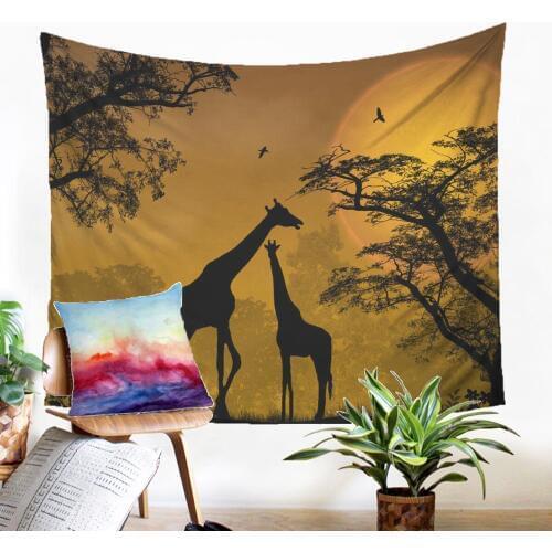 Large Wall Tepestry Fabic Colourful Giraffe Motif Gobelin Wholesale Home Textiles Household Decoration For Living Room Dorm