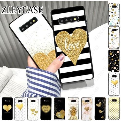 Yellow gold love glitter Phone Case For samsung galaxy s10plus s10e s10lite s9 s8plus s20 plus s7 s6edge s20ultra case