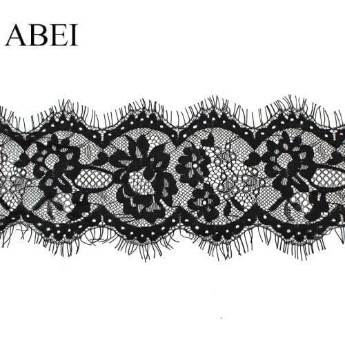 11cm 3Meters Nylon Black Eyelash Lace Trims DIY Sew Lace Fabric Party Dress Clothes Edge Embellishment Wedding Hometexile Craft
