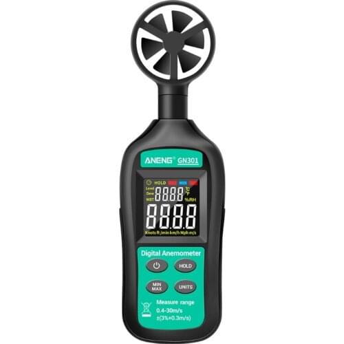 GN301 Digital Anemometer Handheld Wind Speed Meter For Measuring Wind Speed, Temperature and Wind Chill with Backlight LCD