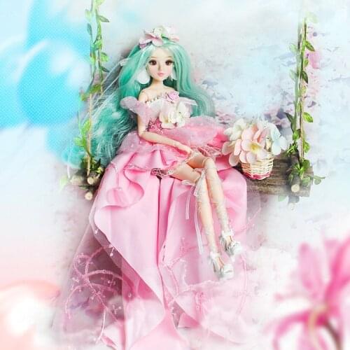 DBS MMG Girl Dream Fairy BJD 12 constellations virgo with pink dress shoes stand necklace Flower basket 14 joint body toy gift