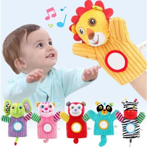 0-2Months Newborn Baby Kawaii Rattle Cute Hand Puppet Toy Soft Cartoon Animal Bell Rings Soft Toddler Plush Toy For Kids Gift