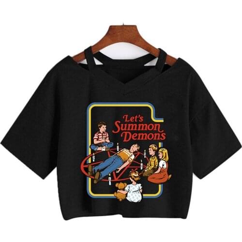 Satan T Shirt women Satanism Evil Demon Grim Death Tshirt female Scary funny Reaper T-shirt harajuku horror y2k aesthetic 90s