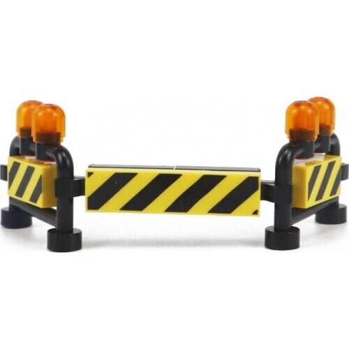 MOC City Road Barrier Engineering Warning Sign Educational Accessories Kids Toys For Children Creator City Building Blocks Model