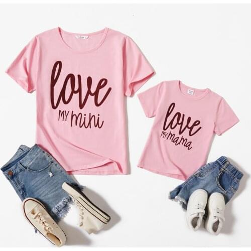 PatPat Love Print Cotton T-shirts for Mom and Me