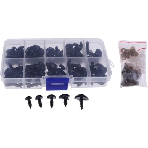 130 Pieces 8-16mm Safety Noses For Teddy Bear Doll Animal Puppet Toys Crafts DIY Making Collections