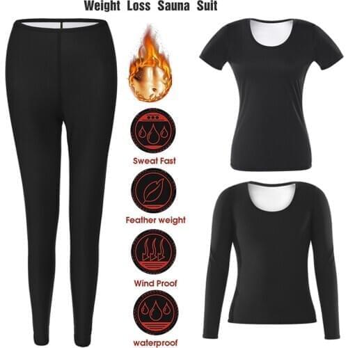 Women Seamless Sauna Suits Sweat Shirts Girl Body Shaper Waist Trainer Slimming Long Pants Fitness Ladys Leggings Shapewear Sets