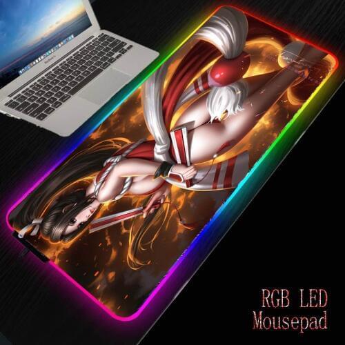 Mairuige Sexy Girl RGB Anime Mousepad,Soft Surface Waterproof Colorful LED Lighting Gaming Mouse Pad Mat for PC Computer Laptop