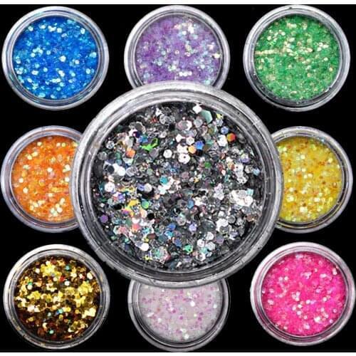 Lolede Color Sequins Nail Art Glitter Flakes Uv Gel Polish Star Heart Flower Paillette Decor Tools 000