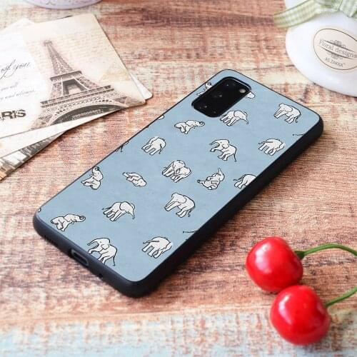 For Samsung Galaxy Indian Baby Elephants in Baby Blue Soft TPU border Samsung Galaxy Case