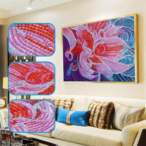 New Fantasy Pink Flower Abstract Art DIY Crystal Special Shaped 5D Diamond Painting 3D Cross Stitch Kit Crystal Rhinestone Decor