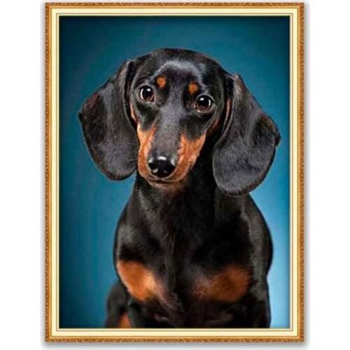 Animal Dachshund DIY 11CT Embroidery Cross Stitch Kits Craft Needlework Set Printed Canvas Cotton Thread Home Decoration On Sale