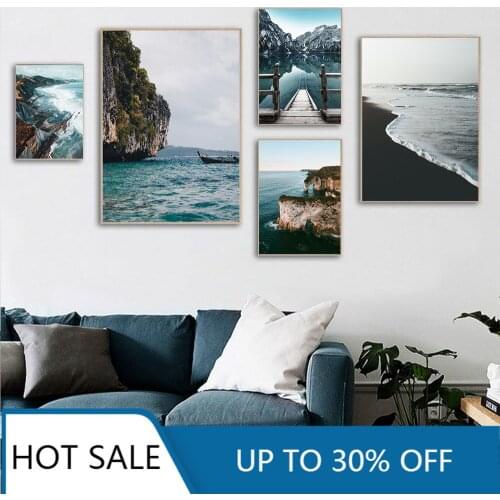 Mountain Lake Bridge Wall Art Canvas Painting Posters Scandinavian Nature Landscape Prints Nordic Wall Pictures Home Decoration