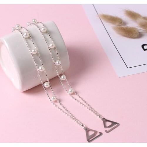 1 Pair Invisible Pearl Bra Shoulder Strap Non-slip Bra Womens Wedding Dress Summer Dress Anti-Skid Shoulder Braided Metal Chain