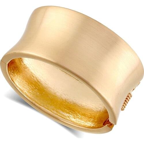 HAHA&TOTO New Fashion Statement Brushed Gold Plated Cuff Bracelet Bangle for Women Chunky Bracelet Party Wedding Jewelry 3063