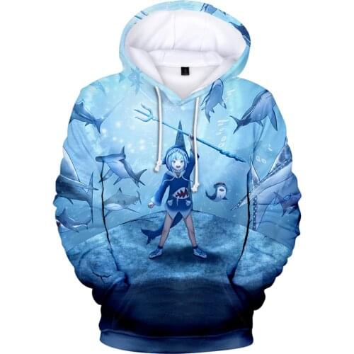 Novelty 3D Men/women Autumn Fashion Sweatshirt Popular Anime Gawr Gura 3D Print Hoodies Casual Loose Sweatshirt Gawr Gura Hoody