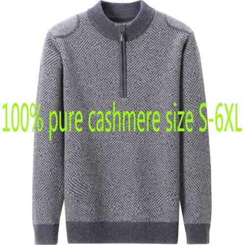 New Arrival High Quality Thick 100% Cashmere Sweater Men Winter Casual Mock Neck Pullovers Men Fashion Sweater Plus Size S-6XL