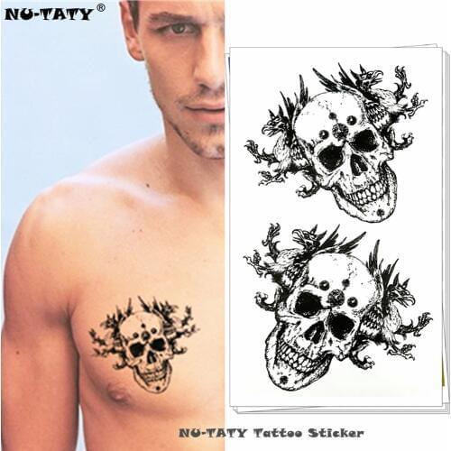 Nu-TATY Indian Death Skull Temporary Tattoo Body Art Arm Flash Tattoo Stickers 17*10cm Waterproof Fake Henna Painless Tattoo