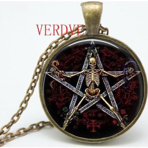 2017 Real Collier Collares Sunlight Pentagram Glass Pendant Necklace Bronze Choker Gothic Art Photo Dome Jewelry Necklaces