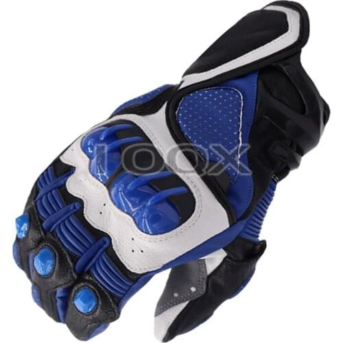 S1 Racing Gloves Motocross Motorcycle Short Gloves Blue Leather Motorbike Gloves