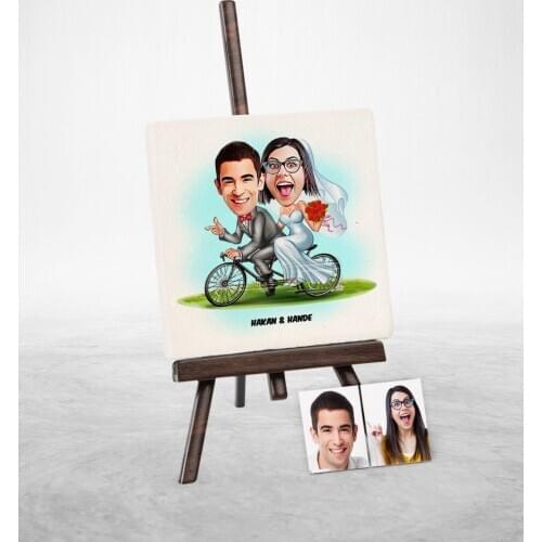 Personalized Maried Cartoon Şovaleli Natural Stone-3