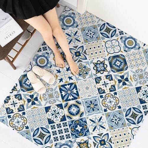 PVC Doormat Boho Diamond Plaid Outdoor Welcome Rug Mat Non-Slip Heavy Duty Waterproof Easy Clean Low Profile Carpet for Entry
