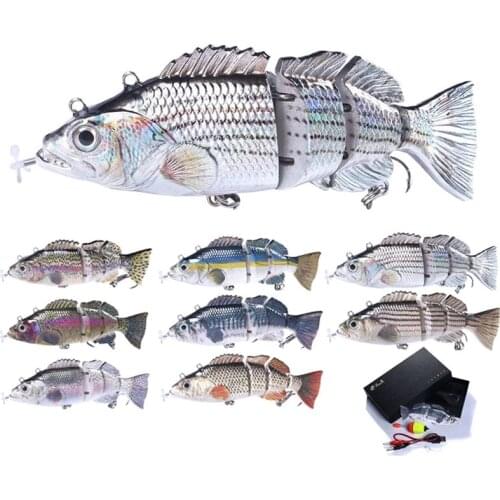 Fishing Lures Robotic Swimming Fishing Auto Electric Lure Bait Wobblers For 4-Segement Sinking USB Rechargeable