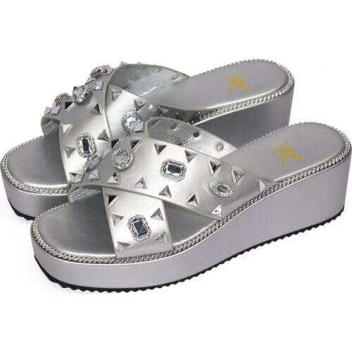 Summer Women Shoes Slippers Slides PU Solid Outside Square heel Shallow Beach Shoes Size 37-42 New 2020 Adult Fashion