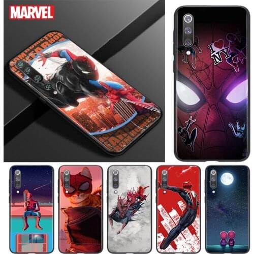 Silicone Cover Marvel Spider-Man For Xiaomi Mi 11 10T 10 9T 9 8 Note 10 Lite Pro Ultra 5G Black Soft Phone Case