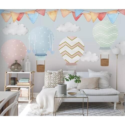 Modern Hot Air Balloon Hand Painted Wall Mural Wallpaper Waterproof Canvas for Bedroom Luxury HD Photo Wall Papers Home Decor