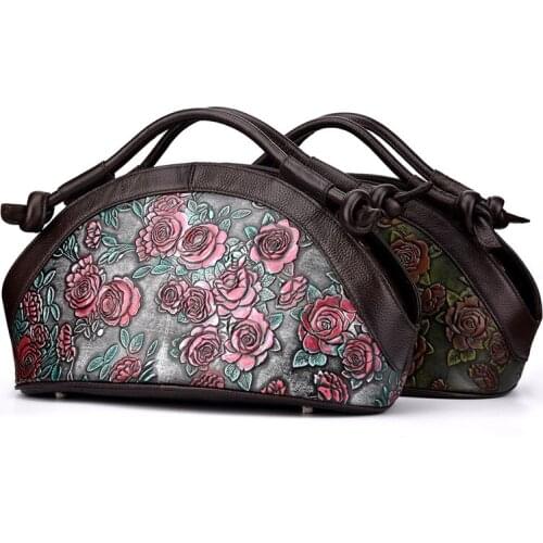 New Fashion Leather Vintage Leisure Large Capacity Cowhide Womens Handbags Summer Brand High Quality Luxury Shoulder Bags