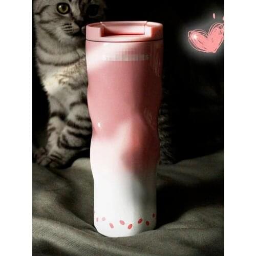 304 stainless steel thermos cup spiral cup Cherry Blossom fashion gradient color water cup car cup