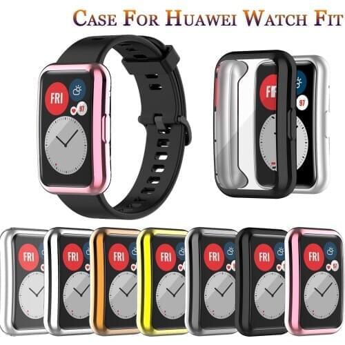 TPU Soft Protective Cover For Huawei Watch Fit Case Full Screen Protector Shell Bumper Plated Classic Cases For Huawei Watch Fit