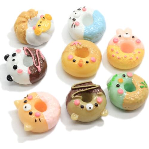 Mix Design Cartoon Animal Donut Resin Candy Charms For Filler DIY Cake Ornament Phone Decoration