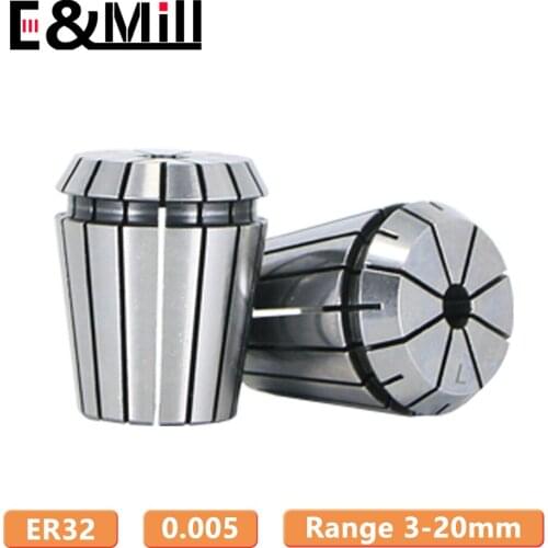 High Quality High Precision ER32 3~20mm 0.005 ER Spring Collet Chuck For CNC Milling Tool Holder Engraving Machine Lathe Mill