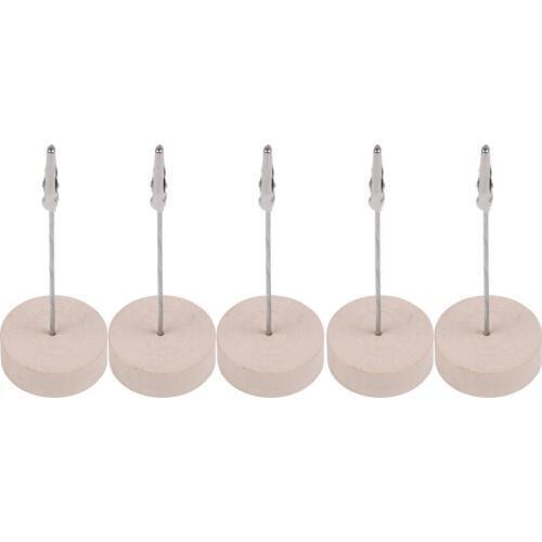 XRHYY 5 Pcs Lightweight Round Wooden Base Memo Clips with Alligator Clasps for Displaying Photos or Number Cards