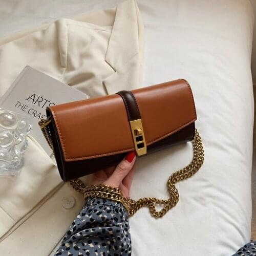 Retro Western Style Lock Bag Female 2021 New Chain Simple Small Square Shoulder Bag