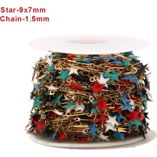1Meter Stainless Steel Multi Color Star Drop Pendants Charm Gold Link Chain For DIY Jewelry Necklaces Bracelets Making