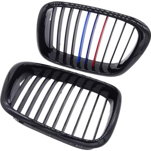 1 Pair Glossy Black Front Hood Kidney Grille for BMW E39 5-series (525/528/530/535/540/M5) 1995-2004 ABS Front Bumper Grill